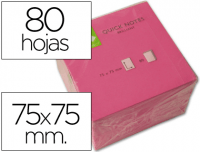 Taco notas adhesivas 75x75mm, 80h, fluor rosa