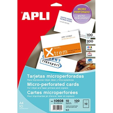 Tarjetas visita Apli 10608, Din A4, 100 tarjetas, microperforadas, 90x50.8