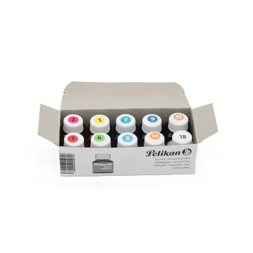 Tinta china Pelikan®, 10 frascos 10 ml colores surtidos Tinta china Pelikan®, 10 frascos 10 ml colores surtidos