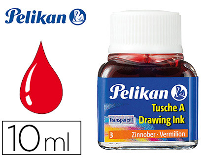Tinta china roja Pelikan® | frasco 10 ml | Fluida e indeleble