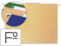 Carpetas colgantes folio, marca Gio, visor superior, lomo V, bicolor