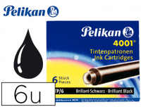 Tinta pluma Pelikan negro, 6 cartuchos