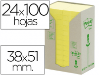Paquete 24 Blocs Notas Post-It Recicladas Amarillas 38x51