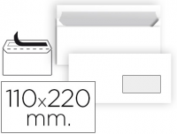 Paquete 25 sobres blancos DIN DL 110x220, ventana derecha, 90g