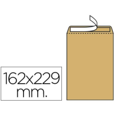 Bolsas 162x229 kraft natural 90g adhesivas, caja 250