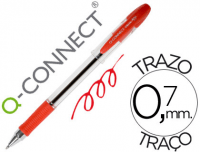 Bolígrafo barato Q-Connect Delta con empuñadura de caucho rojo