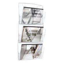 CEP - Expositor de pared con 3 casilleros transparentes A4 con laterales semiabiertos, 361×86×718 mm