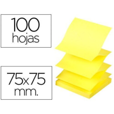 Taco de notas adhesivas zig-zag 75x75 mm, amarillo neon