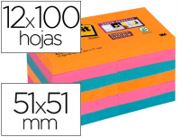 Paquete 12 Notas Post-It rectangulares de 51x51 mm