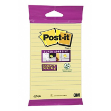 Post-It Super Sticky - Taco notas rayadas de 102 × 152 mm, amarillo suave, superadhesivas