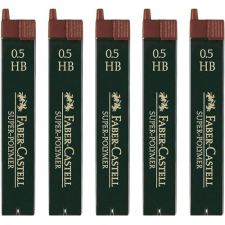 Lote 5 tubos 12 minas Faber-Castell Super Polymer, 0.5 mm, HB