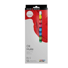 Daler Rowney Simply - Estuche 12 pinturas al óleo, tubos de 12 ml, colores surtidos