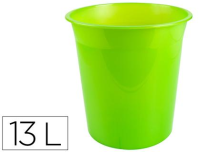 Papelera plastico q-connect verde translucido 13 litros dim. 275x285 mm