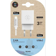 Cargador USB para Apple blanco de dos puertos 2400 mA