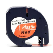 Cinta compatible Letratag 12 mm × 4 m negro-rojo cósmico