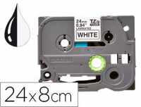 Cinta q-connect tze-251 blanco-negro 24mm longitud 8 mt