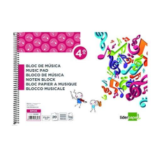 Cuaderno música pentagrama 4 mm cuarto 20 h.